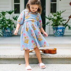 Pink Chicken Evelyn Dress Girls Toddlers Sz 5 Blue Bell Oversized Dandelion Boho